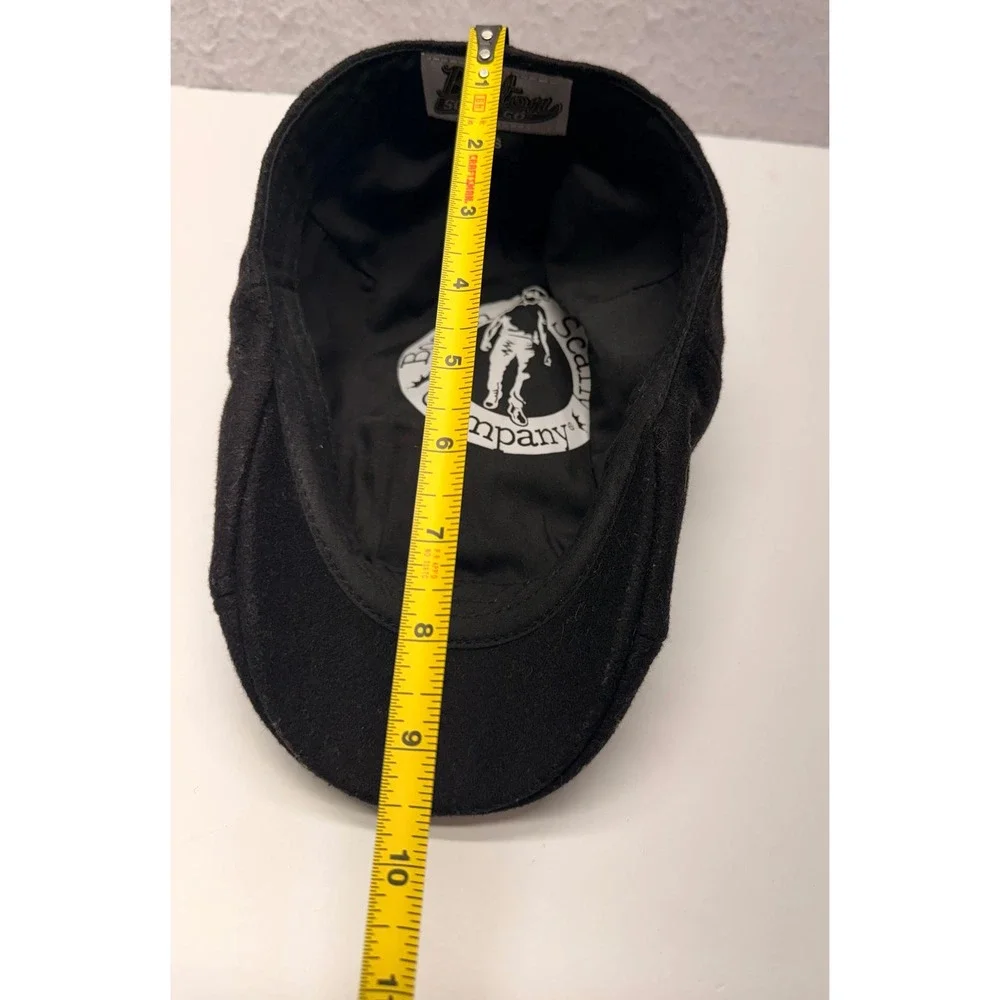 Boston Scally Co Mens Black Flat Cap Scally Hat Wool Blend Size Small
